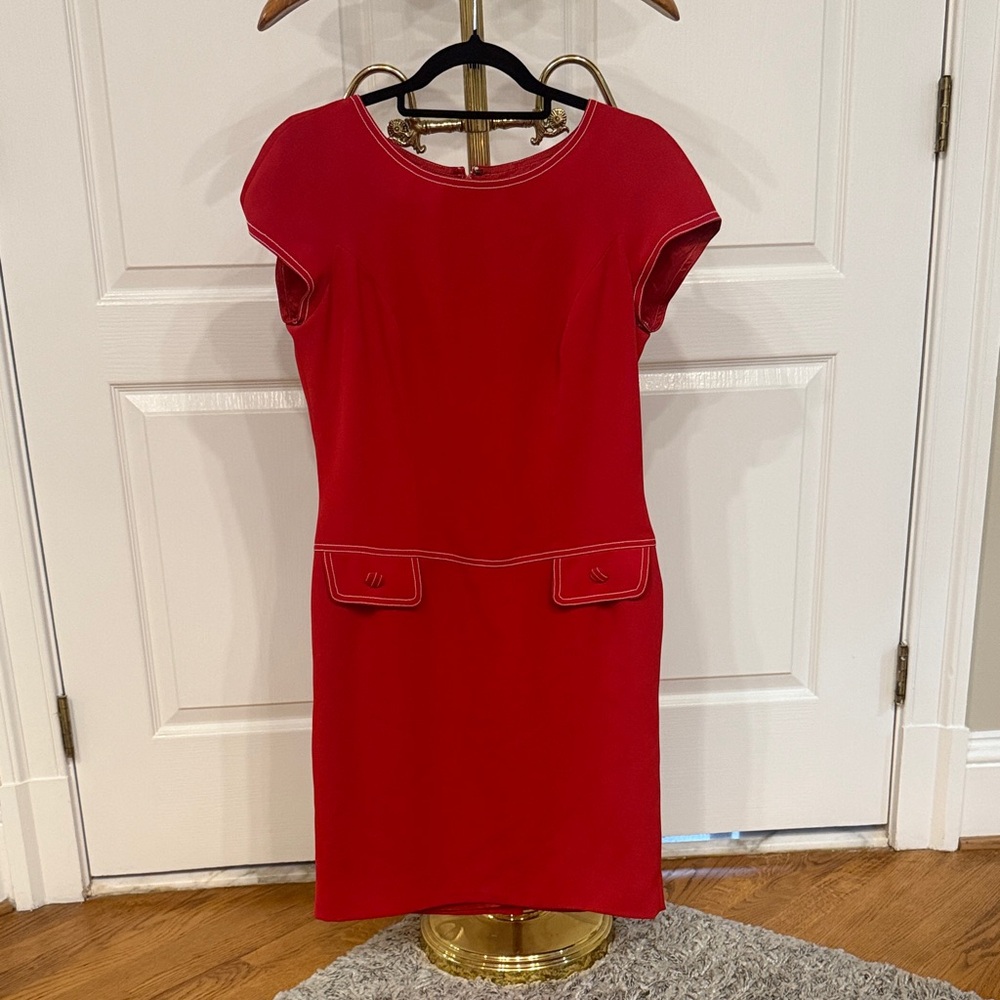 Red Cap Sleeve Sheath Mini Dress for Work